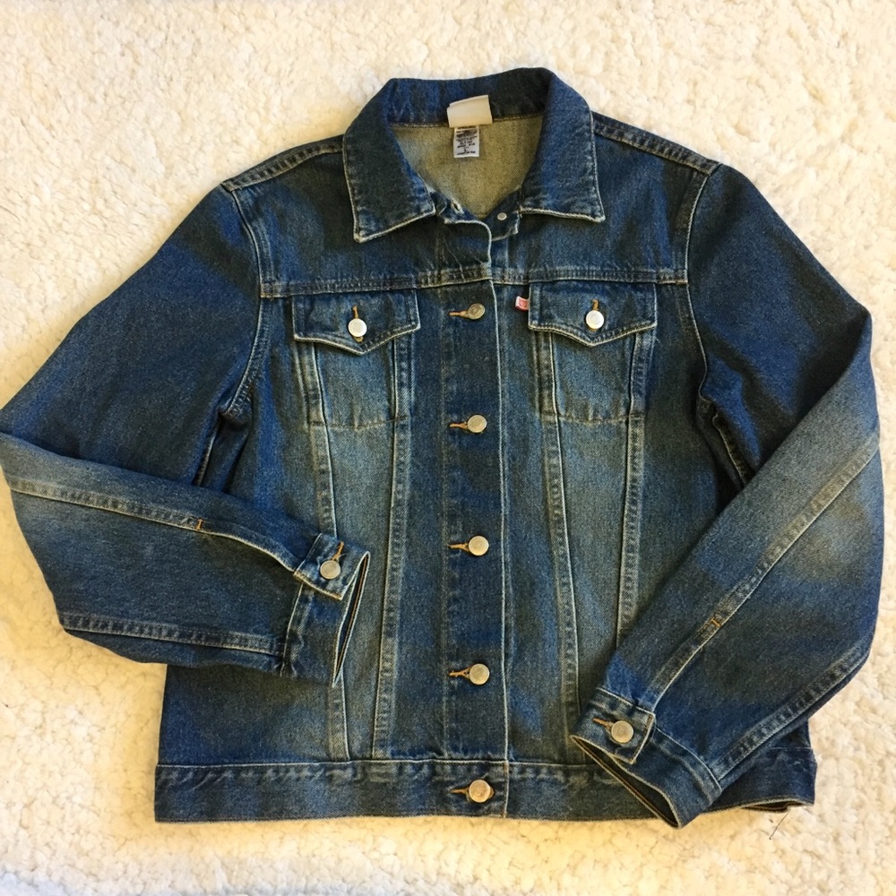 Medium Wash Denim Jean Trucker Jacket L